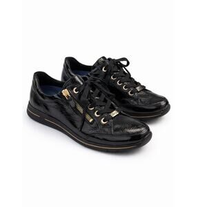 Ara Oleanna 24801 Patent Leather Sneakers Zip Comfort Shoes UK 4 EU 37 US 6.5
